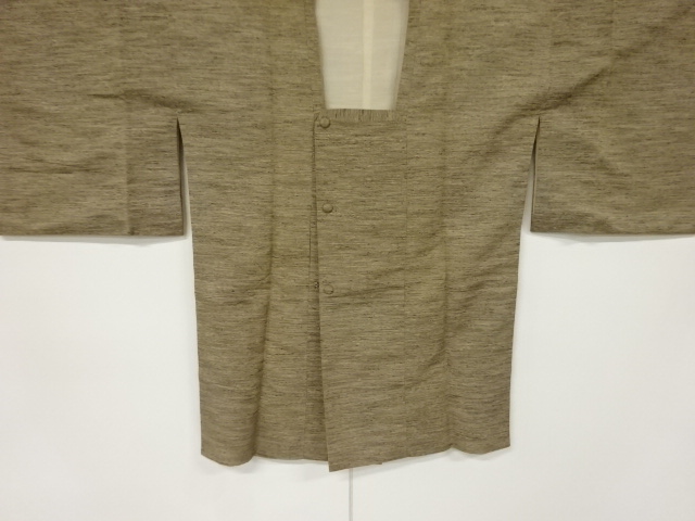 アンティーク　横段模様織出し手織り節紬道行コート